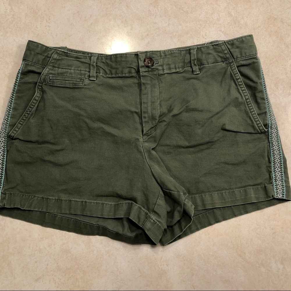 Green Summer Shorts with Crochet Detail
